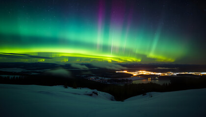 Mystical Aurora Sky, dinamic scene. White tone