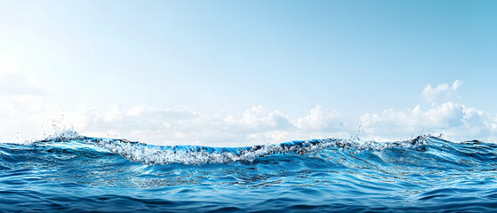 Ocean Waves Splashing Against Horizon On A Sunny Day