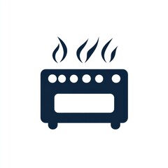 Dark blue icon of a stove with flames