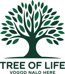 Fototapeta premium Illustration of a green tree with leaves on a light background, logo style