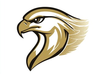 Gold eagle head profile, stylized graphic