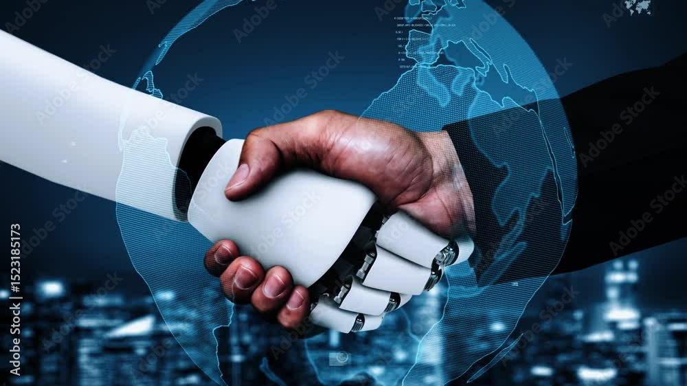 Poster future financial technology controll by ai robot huminoid uses machine learning and artificial intel
