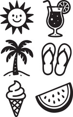 set of summer icons Vector illustration
