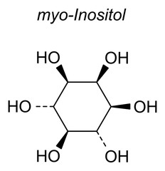 Chemical structure of myo-inositol, drug substance