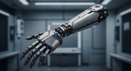 Cyberpunk Robotic Arm Futuristic Technology Concept (Generative AI)