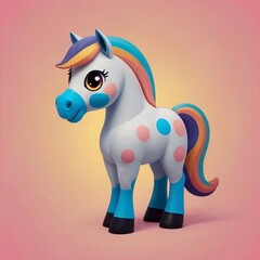 Kawaii anime horse with big eyes and a cute smile. Bright colors, simplified shapes. 