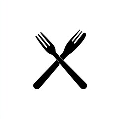 Two crossed forks, simple black silhouette
