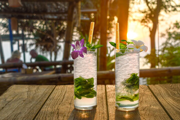 Two drinks in a beachbar