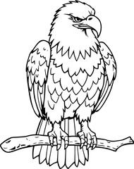 eagle black line art on white background