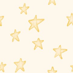 Hand drawn seamless pattern with stars. © Anastasiya