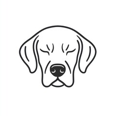 Simple line drawing of a dog's head, eyes closed