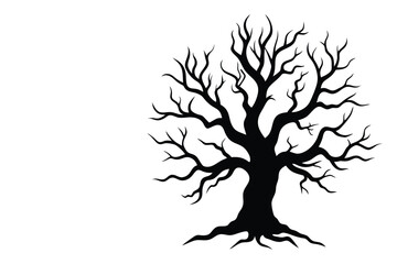Obraz premium halloween, tree, silhouette, fantasy, strange, graphic, contour, finger, fear, standing, black, cartoon, mystery, haunted, seasonal, monochrome, draw, artwork, vector