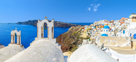 Famous photo spot on the island of Santorini in the village of Oia