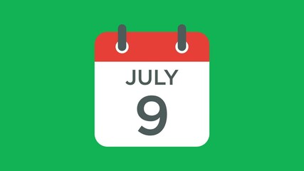 calendar - July 9 icon illustration isolated vector sign symbol