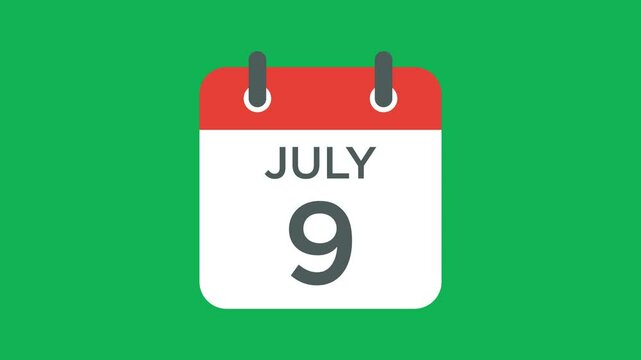 calendar - July 9 icon illustration isolated vector sign symbol