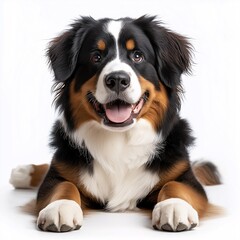 Bernese Mountain Dog Portrait. Adorable Fluffy Fur and Happy Canine Companion