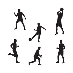 Obraz premium Action silhouettes of individuals engaged in running and dynamic movements, great for active lifestyle designs.