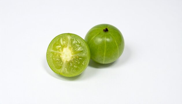 Mamoncillos on Isolated White Background &ndash; Small Green Berry-Like Fruit with Translucent Flesh and Organic Feel