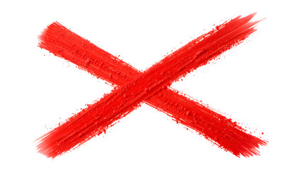 Red x mark brush stroke painted cross symbol error reject cancel wrong on transparent background