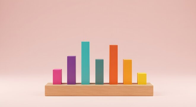 Colorful Bar Graph on Pink Background - Statistical Data Visualization - Powered by Adobe