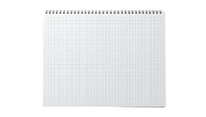 White graph paper notebook for engineering design and math calculations on transparent background