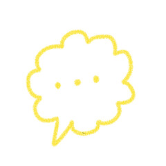 つぶやきや、無言をイメージする吹き出し　黄　アイコン　イラスト　素材　 かわいい　クレヨン風