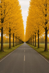 Fototapeta premium Trees lining an autumn road.