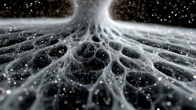 Abstract Neural Network Formation with Glowing Particles and Digital Connections
