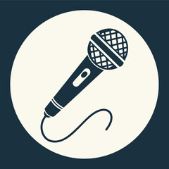 Simple microphone vector icon music communication sound recording