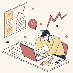 Stressed worker at computer