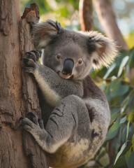 Obraz premium koala bear in a eucalyptus tree