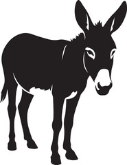 Donkey black silhouette side view, Minimalist donkey figure pet theme