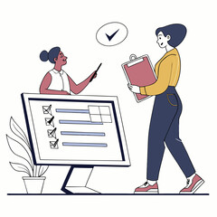 Teamwork checklist workflow project management business illustration