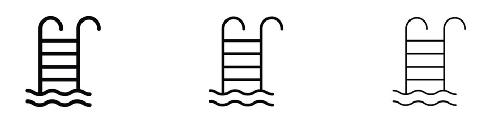 Ladder in swimming pool icon