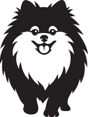 Pomeranian happy silhouette cute design, Small dog fluffy pet vector graphic