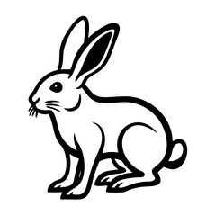 Fototapeta premium Rabbit sitting in profile view with upright ears and short tail 