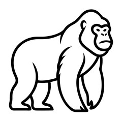 Obraz premium Gorilla illustration in black outline style on a white background 