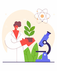 Diverse scientists working in a pastel laboratory, symbolizing research.