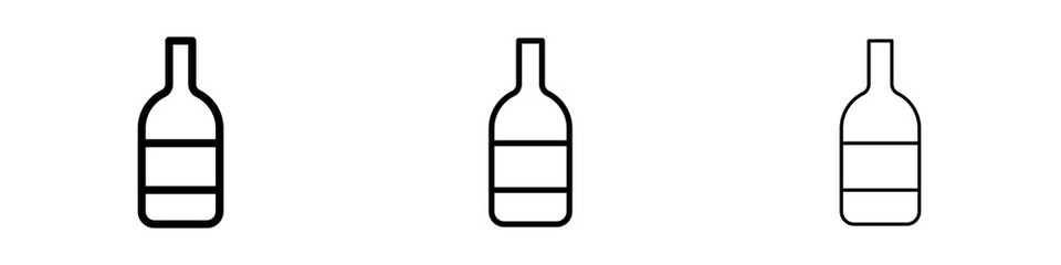 Wine bottle icons in flat style. line art. vector illustration