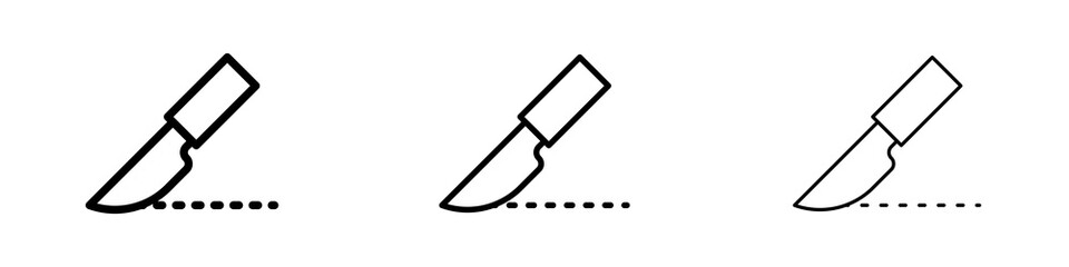 Scalpel path icons in flat style. line art. vector illustration