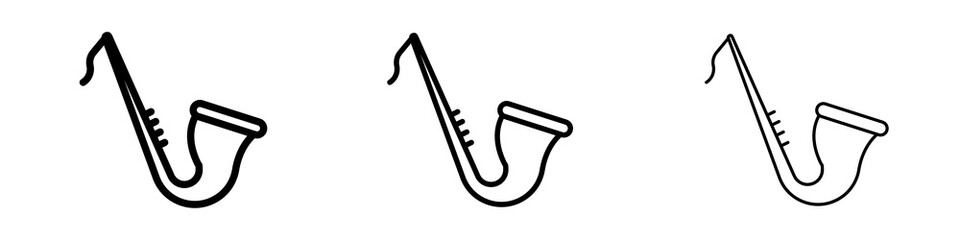 Saxophone icons in flat style. line art. vector illustration