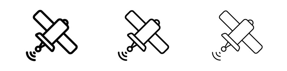 Satellite icons in flat style. line art. vector illustration