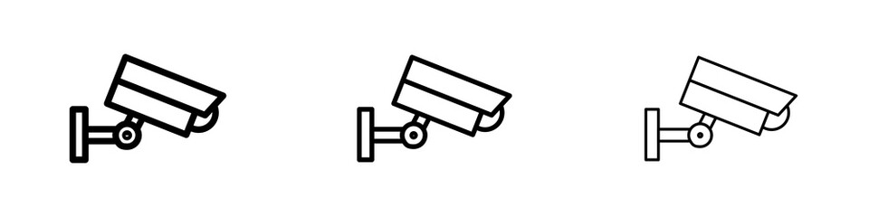 Security Camera icons in flat style. line art. vector illustration