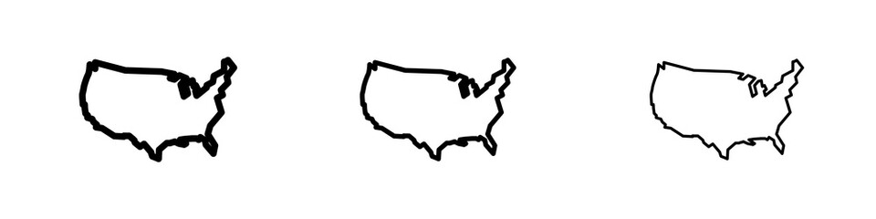 State country icons in flat style. line art. vector illustration