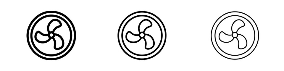 Fan icons in flat style. line art. vector illustration