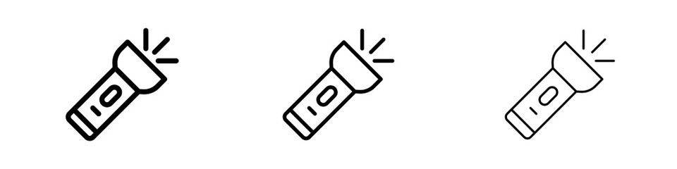Flashlight icons in flat style. line art. vector illustration