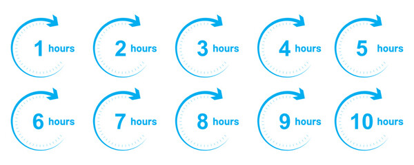 Minute Timer, clock, stopwatch, Countdown timer, cooking time icon set. 0, 5, 10, 15, 20, 25, 30, 35, 40, 45, 50, 55, 60 min and 1 hour Timer, clock, stopwatch isolated set icons, symbols, label. 