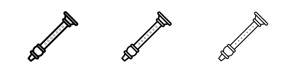 Flute icons in flat style. line art. vector illustration