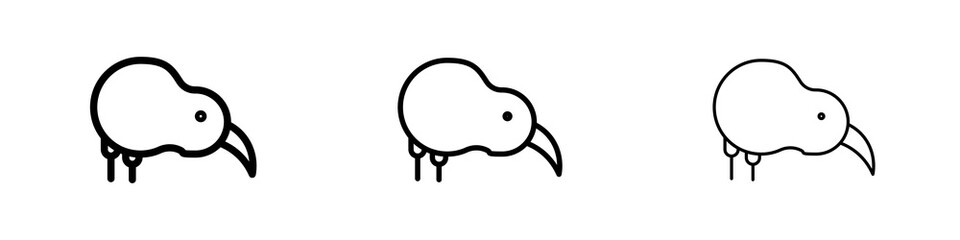 Kiwi bird icons in flat style. line art. vector illustration