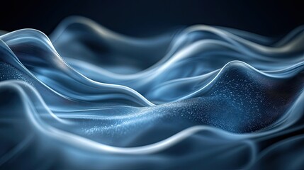 Obraz premium Abstract blue wavy surface with fine lines and small dots creating a smooth flowing texture